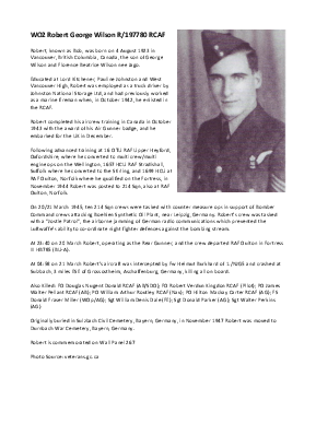 A preview of a PDF biography for Wilson, Robert George